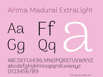 Arima Madurai ExtraLight Version 1.020 Font Sample