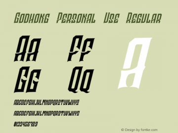 GodhongPersonalUse-Regular Version 1.000 Font Sample