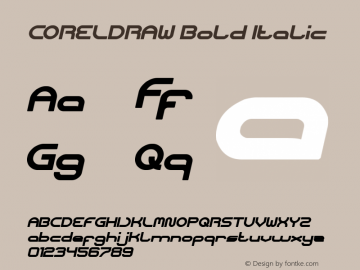 CORELDRAW Bold Italic Version 1.00;May 11, 2021;FontCreator 11.5.0.2430 64-bit Font Sample