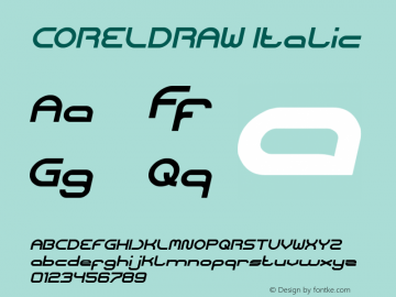 CORELDRAW Italic Version 1.00;May 11, 2021;FontCreator 11.5.0.2430 64-bit Font Sample