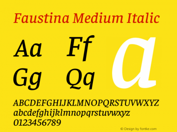 Faustina Medium Italic Version 1.008 Font Sample