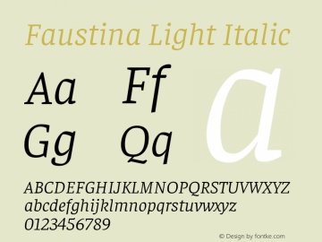 Faustina Light Italic Version 1.008; ttfautohint (v1.8.3)图片样张