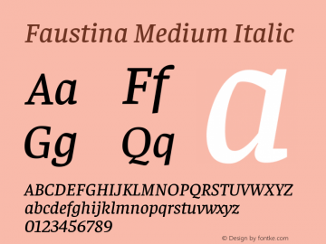 Faustina Medium Italic Version 1.008; ttfautohint (v1.8.3)图片样张