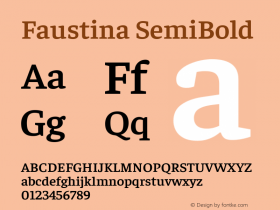 Faustina SemiBold Version 1.008; ttfautohint (v1.8.3) Font Sample