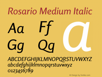 Rosario Medium Italic Version 1.200 Font Sample