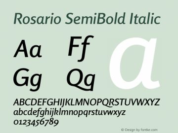 Rosario SemiBold Italic Version 1.200 Font Sample