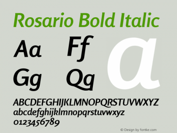 Rosario Bold Italic Version 1.200; ttfautohint (v1.8.3) Font Sample