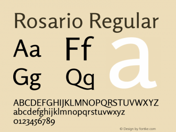 Rosario Regular Version 1.200; ttfautohint (v1.8.3) Font Sample