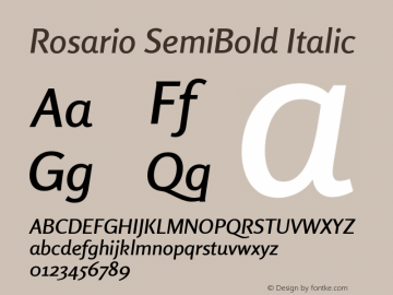 Rosario SemiBold Italic Version 1.200; ttfautohint (v1.8.3) Font Sample