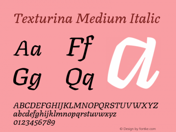 Texturina Medium Italic Version 1.003图片样张