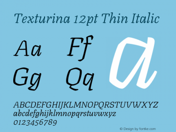 Texturina 12pt Thin Italic Version 1.003图片样张