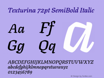 Texturina 72pt SemiBold Italic Version 1.003图片样张
