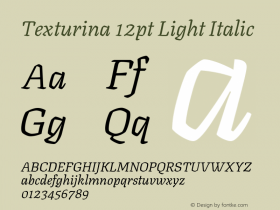 Texturina 12pt Light Italic Version 1.003; ttfautohint (v1.8.3)图片样张