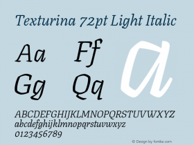Texturina 72pt Light Italic Version 1.003; ttfautohint (v1.8.3)图片样张