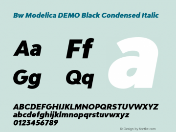 Bw Modelica DEMO Black Condensed Italic Version 2.000;PS 002.000;hotconv 1.0.88;makeotf.lib2.5.64775图片样张