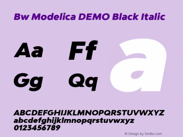 Bw Modelica DEMO Black Italic Version 2.000;PS 002.000;hotconv 1.0.88;makeotf.lib2.5.64775图片样张