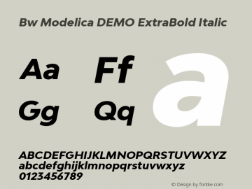 Bw Modelica DEMO ExtraBold Italic Version 2.000;PS 002.000;hotconv 1.0.88;makeotf.lib2.5.64775图片样张