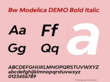 Bw Modelica DEMO Bold Italic Version 2.000;PS 002.000;hotconv 1.0.88;makeotf.lib2.5.64775图片样张