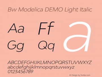 Bw Modelica DEMO Light Italic Version 2.000;PS 002.000;hotconv 1.0.88;makeotf.lib2.5.64775图片样张