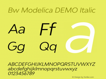 Bw Modelica DEMO Regular Italic Version 2.000;PS 002.000;hotconv 1.0.88;makeotf.lib2.5.64775图片样张