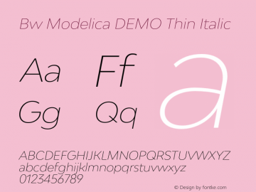 Bw Modelica DEMO Thin Italic Version 2.000;PS 002.000;hotconv 1.0.88;makeotf.lib2.5.64775图片样张