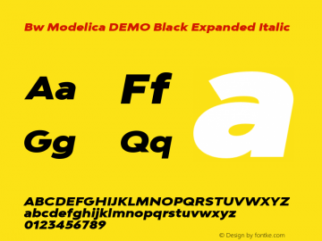 Bw Modelica DEMO Black Expanded Italic Version 2.000;PS 002.000;hotconv 1.0.88;makeotf.lib2.5.64775图片样张