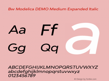 Bw Modelica DEMO Medium Expanded Italic Version 2.000;PS 002.000;hotconv 1.0.88;makeotf.lib2.5.64775图片样张