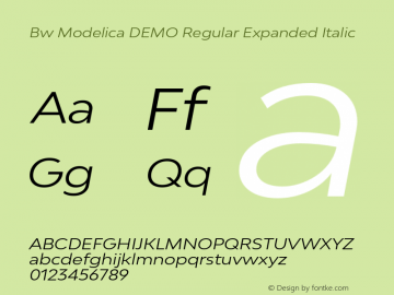 Bw Modelica DEMO Regular Expanded Italic Version 2.000;PS 002.000;hotconv 1.0.88;makeotf.lib2.5.64775图片样张