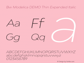 Bw Modelica DEMO Thin Expanded Italic Version 2.000;PS 002.000;hotconv 1.0.88;makeotf.lib2.5.64775图片样张