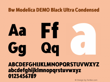 Bw Modelica DEMO Black Ultra Condensed Version 2.000;PS 002.000;hotconv 1.0.88;makeotf.lib2.5.64775图片样张