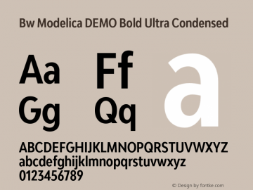 Bw Modelica DEMO Bold Ultra Condensed Version 2.000;PS 002.000;hotconv 1.0.88;makeotf.lib2.5.64775图片样张