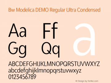 Bw Modelica DEMO Regular Ultra Condensed Version 2.000;PS 002.000;hotconv 1.0.88;makeotf.lib2.5.64775图片样张