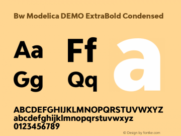 Bw Modelica DEMO ExtraBold Condensed Version 2.000;PS 002.000;hotconv 1.0.88;makeotf.lib2.5.64775图片样张