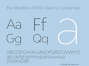 Bw Modelica DEMO Hairline Condensed Version 2.000;PS 002.000;hotconv 1.0.88;makeotf.lib2.5.64775图片样张