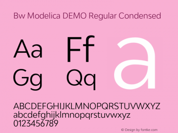 Bw Modelica DEMO Regular Condensed Version 2.000;PS 002.000;hotconv 1.0.88;makeotf.lib2.5.64775 Font Sample