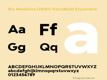 Bw Modelica DEMO ExtraBold Expanded Version 2.000;PS 002.000;hotconv 1.0.88;makeotf.lib2.5.64775 Font Sample