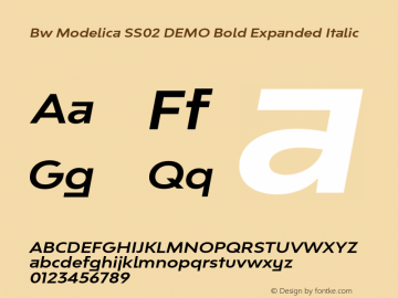 Bw Modelica SS02 DEMO Bold Expanded Italic Version 2.000;PS 002.000;hotconv 1.0.88;makeotf.lib2.5.64775图片样张