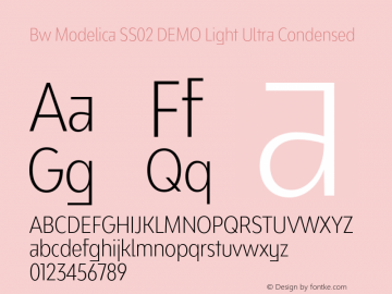Bw Modelica SS02 DEMO Light Ultra Condensed Version 2.000;PS 002.000;hotconv 1.0.88;makeotf.lib2.5.64775图片样张