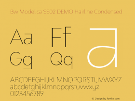 Bw Modelica SS02 DEMO Hairline Condensed Version 2.000;PS 002.000;hotconv 1.0.88;makeotf.lib2.5.64775图片样张