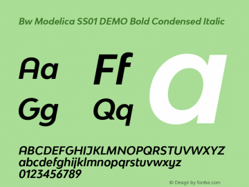 Bw Modelica SS01 DEMO Bold Condensed Italic Version 2.000;PS 002.000;hotconv 1.0.88;makeotf.lib2.5.64775图片样张