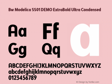Bw Modelica SS01 DEMO ExtraBold Ultra Condensed Version 2.000;PS 002.000;hotconv 1.0.88;makeotf.lib2.5.64775图片样张