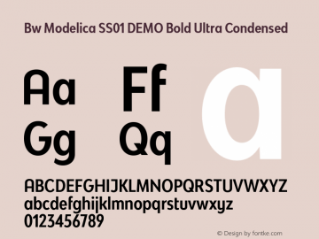 Bw Modelica SS01 DEMO Bold Ultra Condensed Version 2.000;PS 002.000;hotconv 1.0.88;makeotf.lib2.5.64775 Font Sample