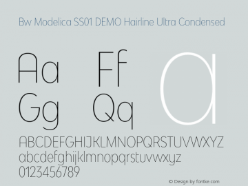 Bw Modelica SS01 DEMO Hairline Ultra Condensed Version 2.000;PS 002.000;hotconv 1.0.88;makeotf.lib2.5.64775图片样张