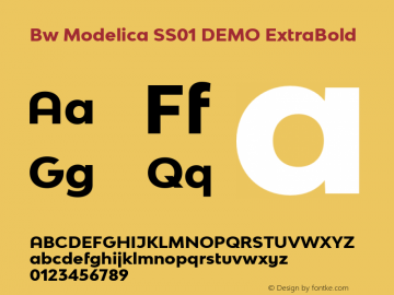 Bw Modelica SS01 DEMO ExtraBold Version 2.000;PS 002.000;hotconv 1.0.88;makeotf.lib2.5.64775 Font Sample