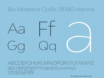 Bw Modelica Cyrillic DEMO Hairline Version 3.000;PS 003.000;hotconv 1.0.88;makeotf.lib2.5.64775 Font Sample