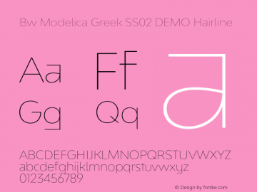 Bw Modelica Greek SS02 DEMO Hairline Version 3.000;PS 003.000;hotconv 1.0.88;makeotf.lib2.5.64775 Font Sample