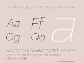 Bw Modelica LGC SS02 DEMO Hairline Italic Version 3.000;PS 003.000;hotconv 1.0.88;makeotf.lib2.5.64775 Font Sample