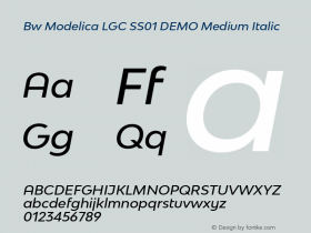 Bw Modelica LGC SS01 DEMO Medium Italic Version 3.000;PS 003.000;hotconv 1.0.88;makeotf.lib2.5.64775图片样张