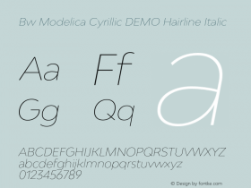 Bw Modelica Cyrillic DEMO Hairline Italic Version 3.000;PS 003.000;hotconv 1.0.88;makeotf.lib2.5.64775 Font Sample