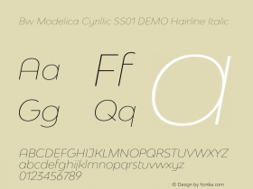 Bw Modelica Cyrillic SS01 DEMO Hairline Italic Version 3.000;PS 003.000;hotconv 1.0.88;makeotf.lib2.5.64775 Font Sample